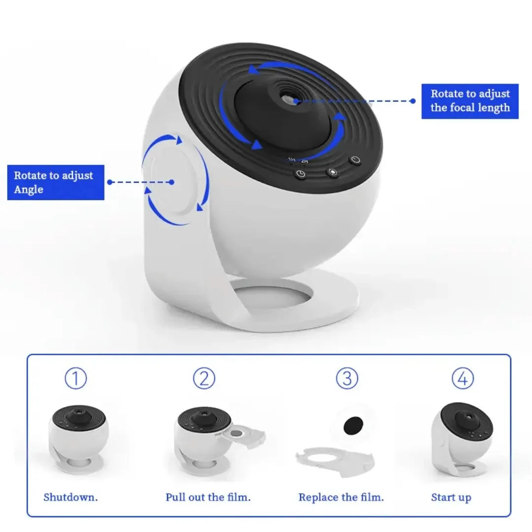 Galaxy Projector 12 Interchangeable Discs Silent Rotation & Timer