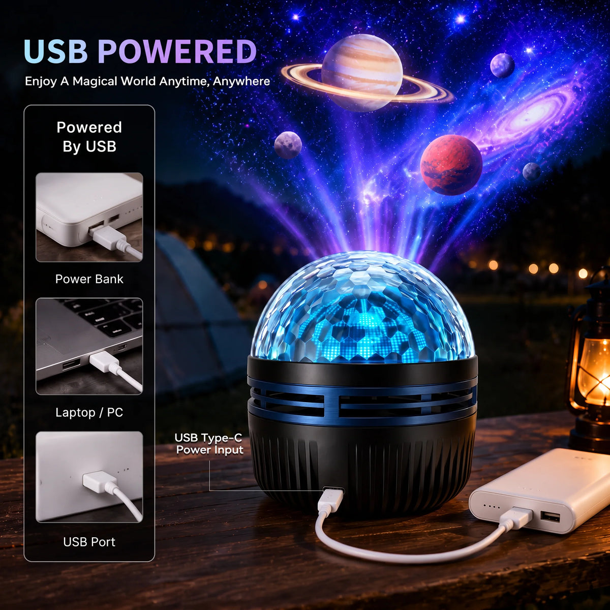 Galaxy Projector Light RGBW LED USB Powered Flexible Gooseneck