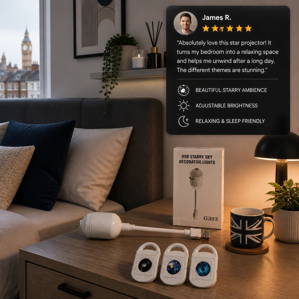 Galaxy Projector Star & Aurora Effects Dimmable USB-Powered Light