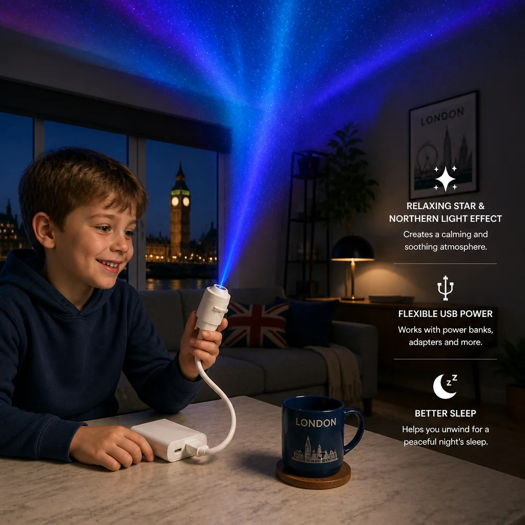 Galaxy Projector Star & Aurora Effects Dimmable USB-Powered Light