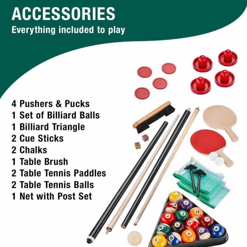 Game Table 3-in-1 Billiards Air Hockey & Table Tennis