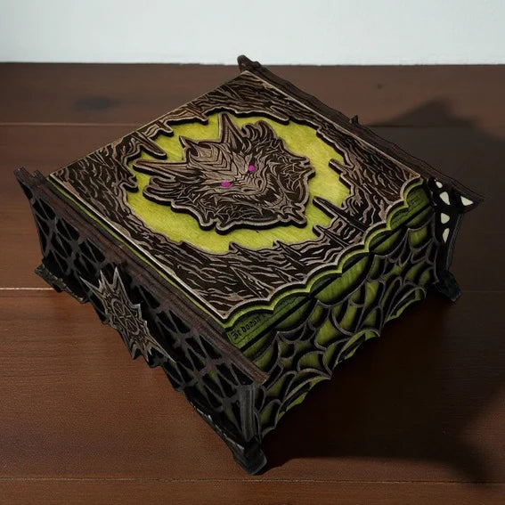 Gaming Keepsake Box Wood Laser-Cut Dragon Design