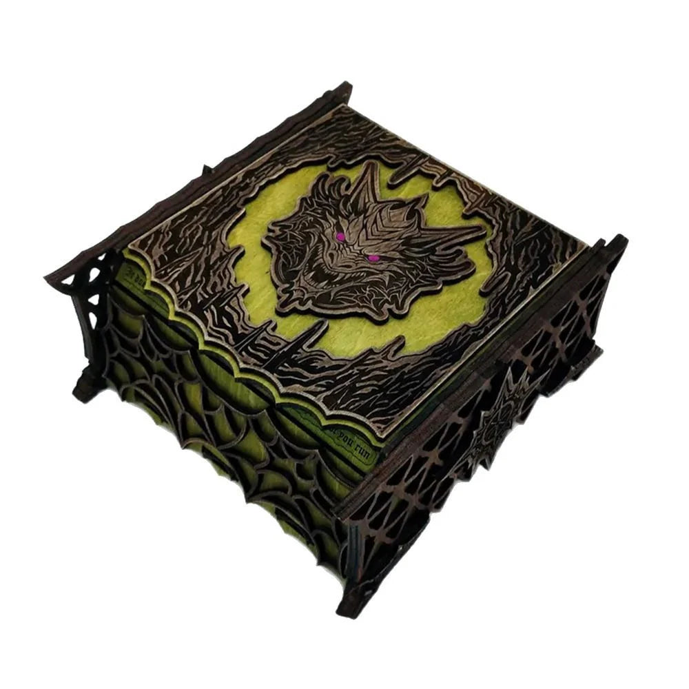 Gaming Keepsake Box Wood Laser-Cut Dragon Design
