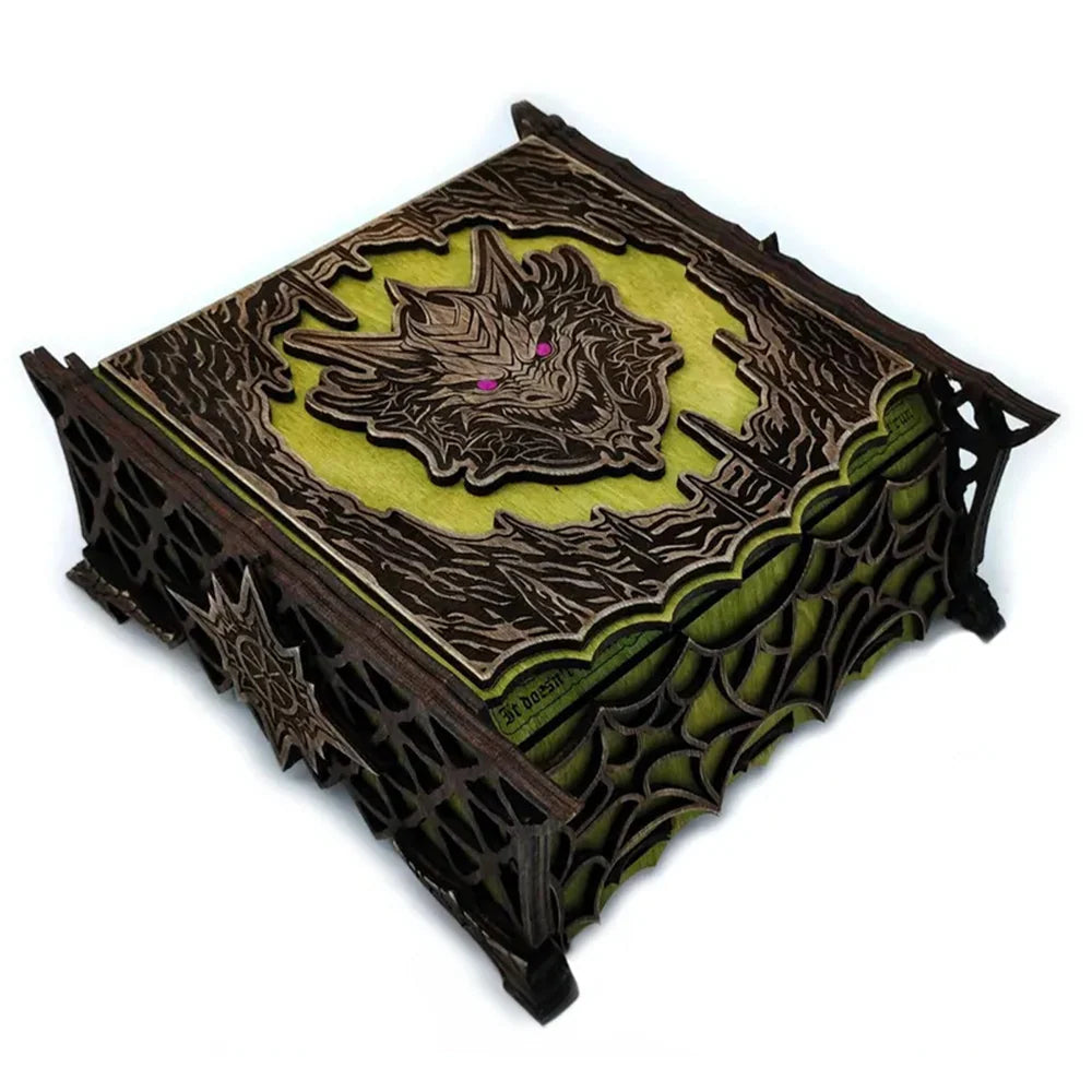 Gaming Keepsake Box Wood Laser-Cut Dragon Design