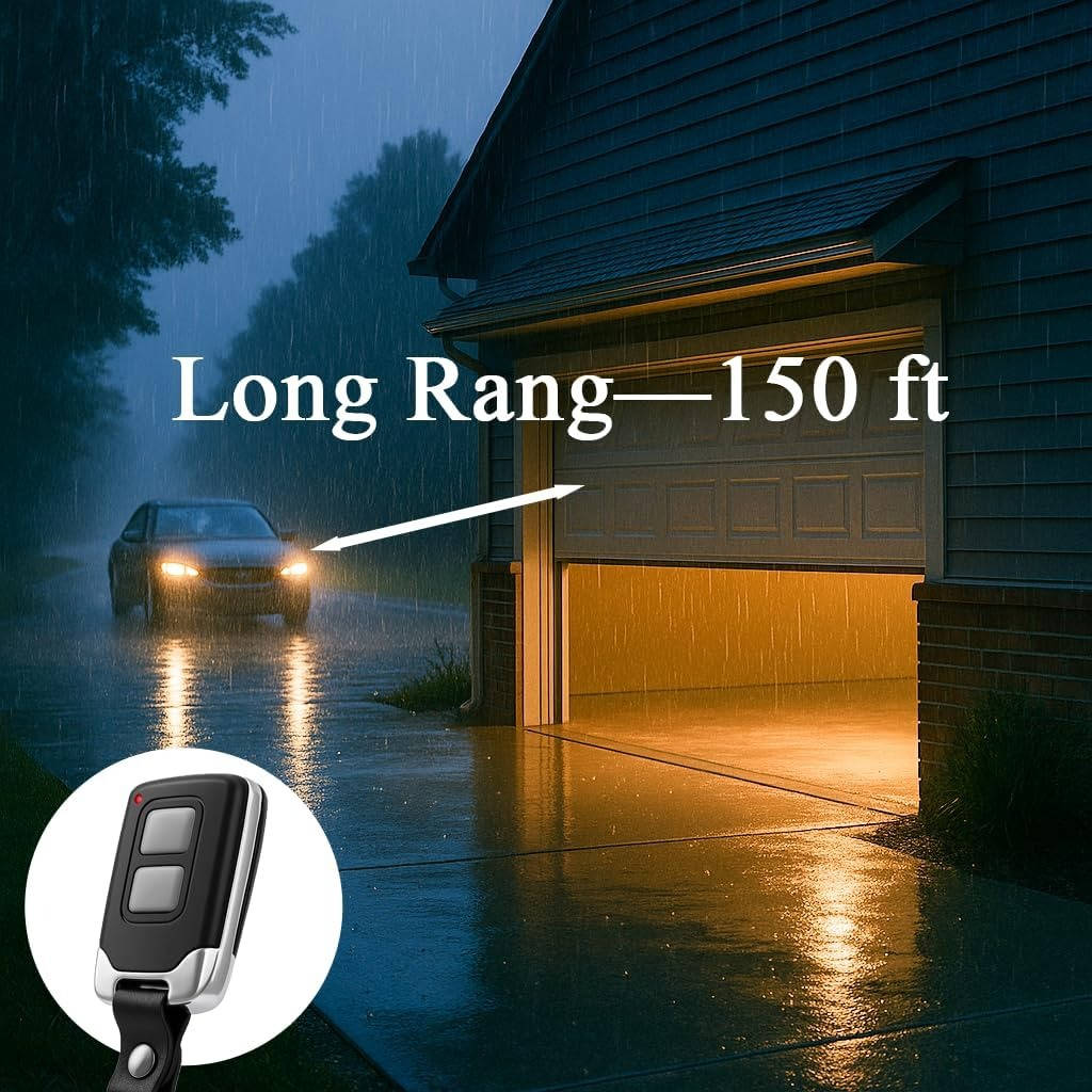 Garage Door Remote Two-Button Keychain 150-Foot Range Rolling Code