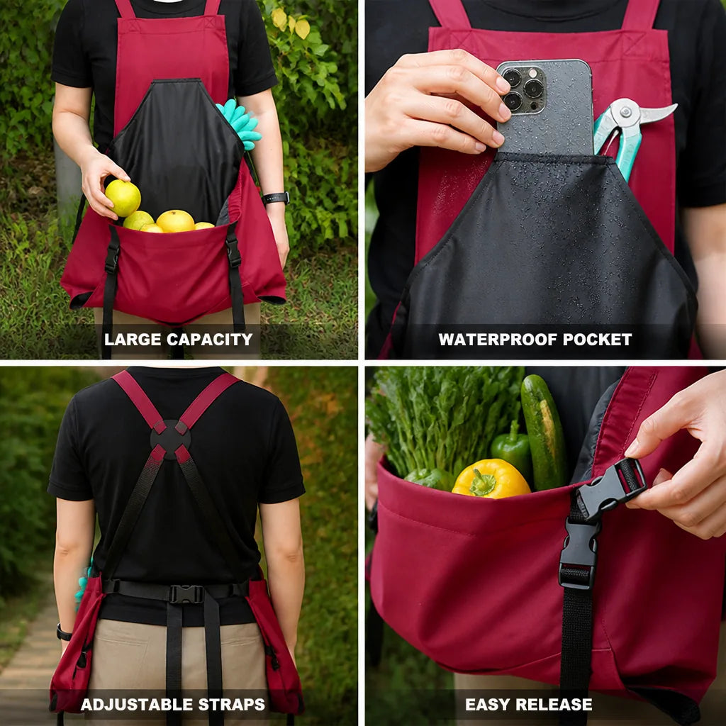 Garden Apron Large Kangaroo Pocket Waterproof Chest Pocket