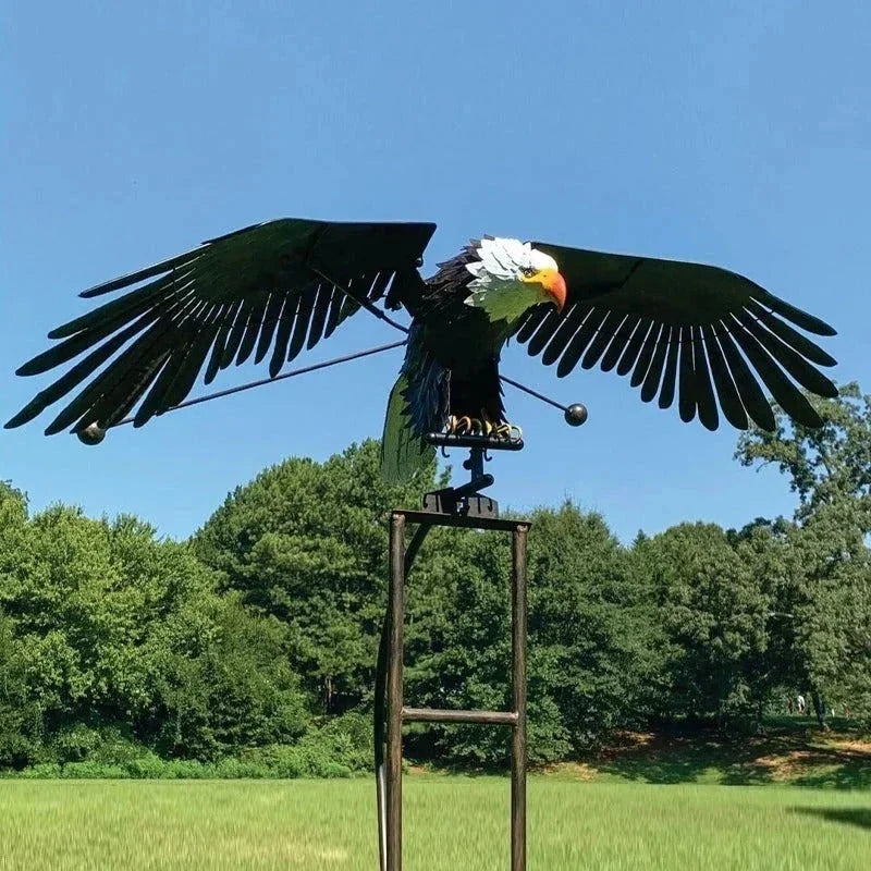 Garden Bird Sculpture Lifelike Flapping Wings & Powder-Coated Metal