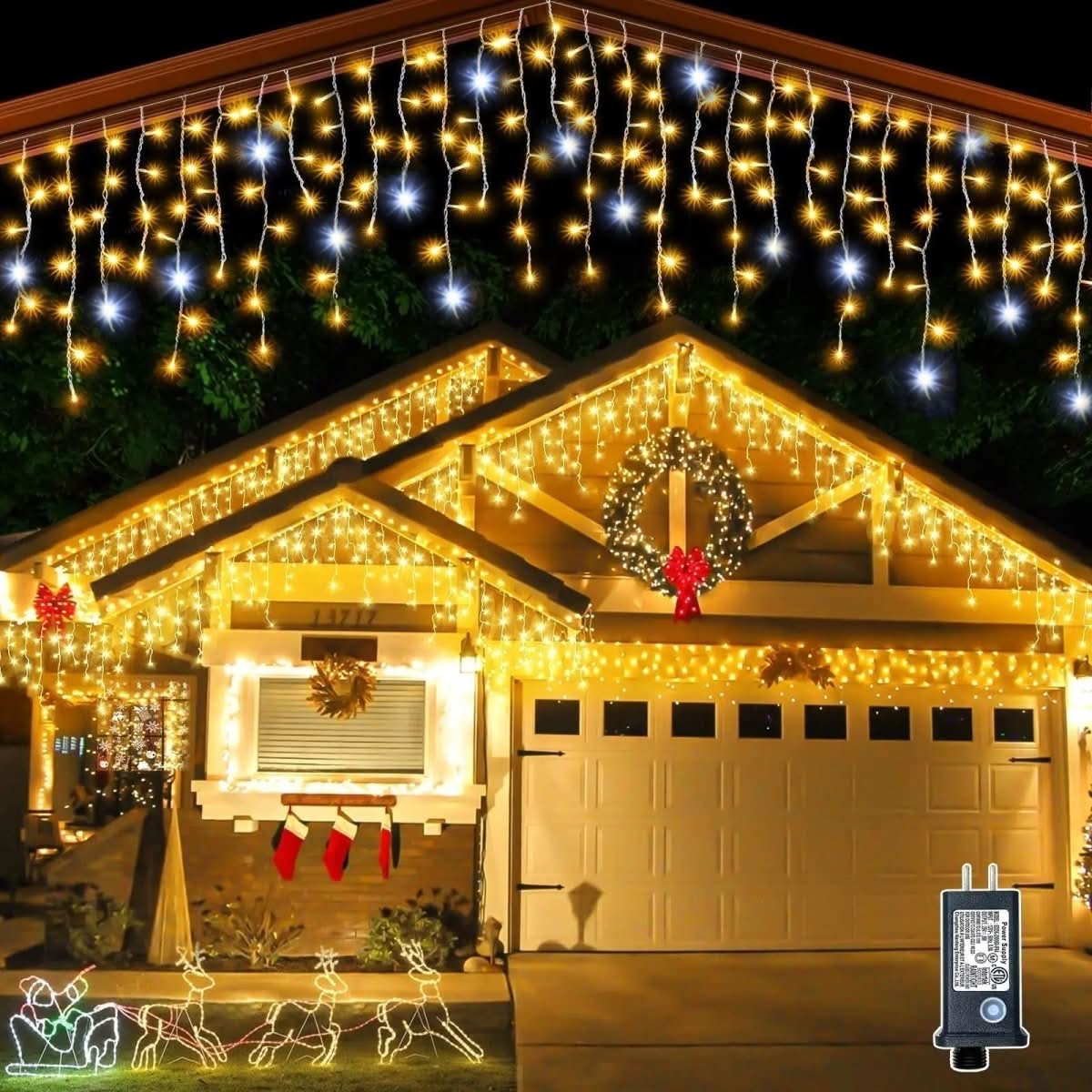Garden Curtain Lights 96 Bright-White LEDs Weather-Resistant