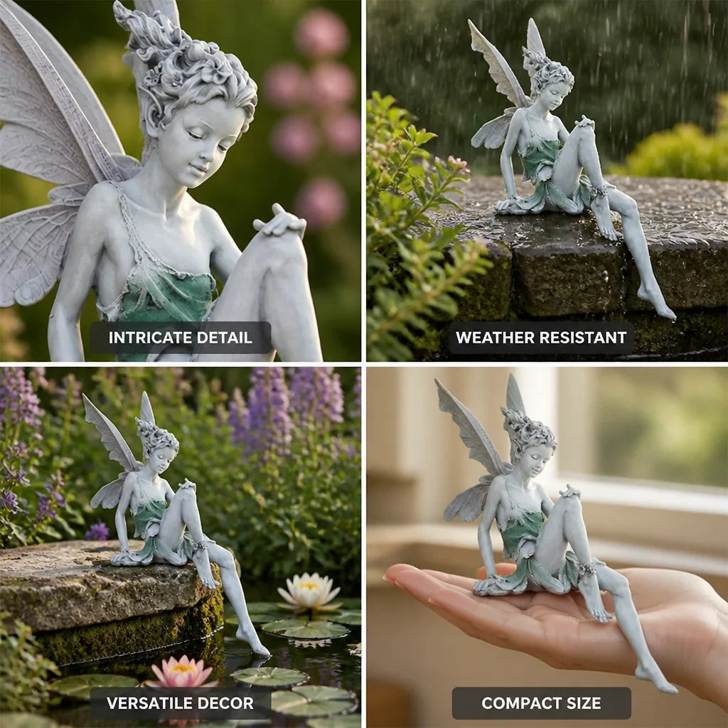 Garden Fairy Figurine Weather-Resistant Resin Detailed Wings