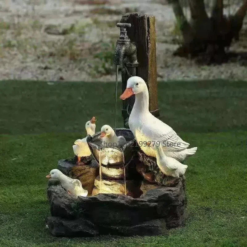 Garden Fountain Duck or Squirrel Design LED Lighting