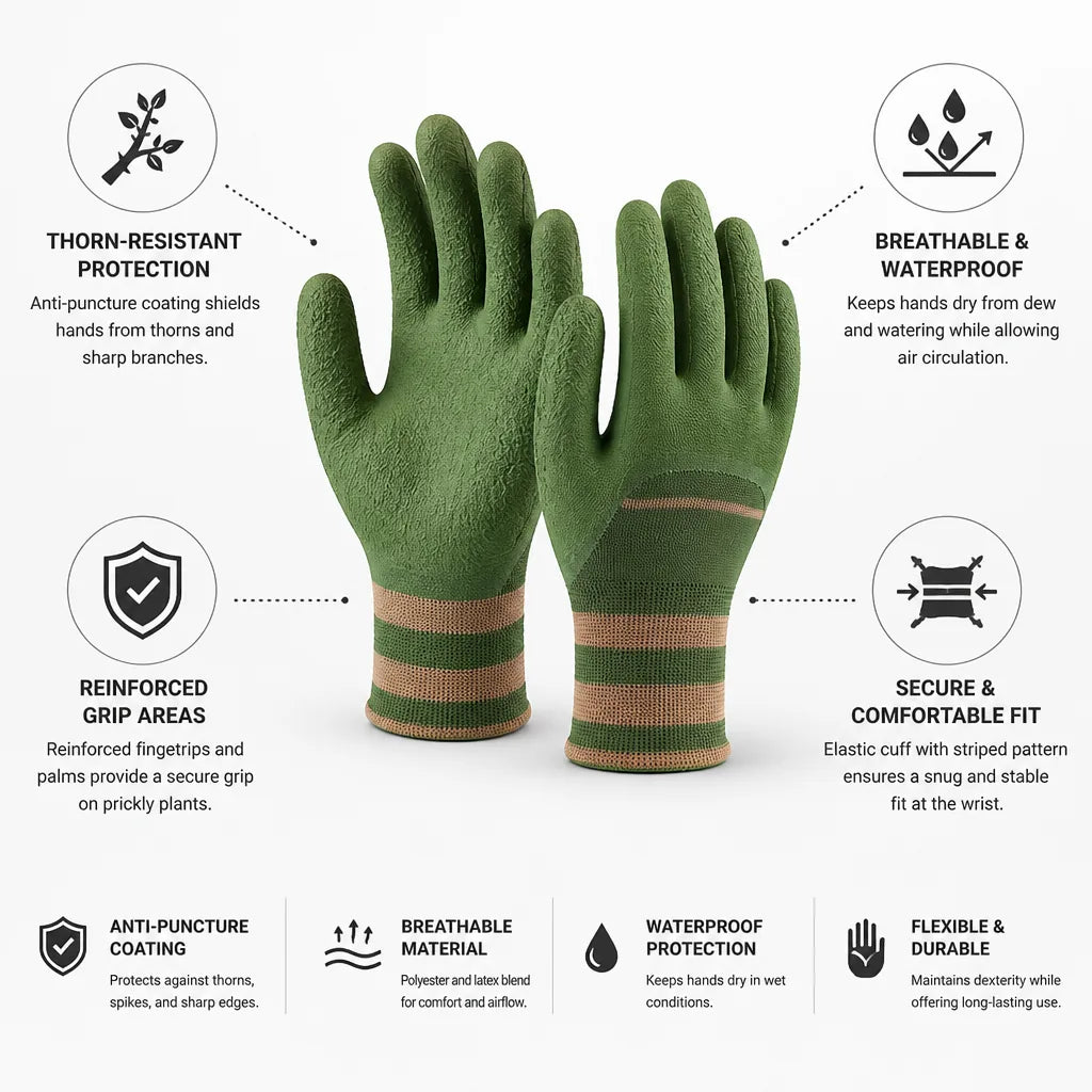 Garden Gloves Thorn-Resistant Anti-Puncture Reinforced Fingertips