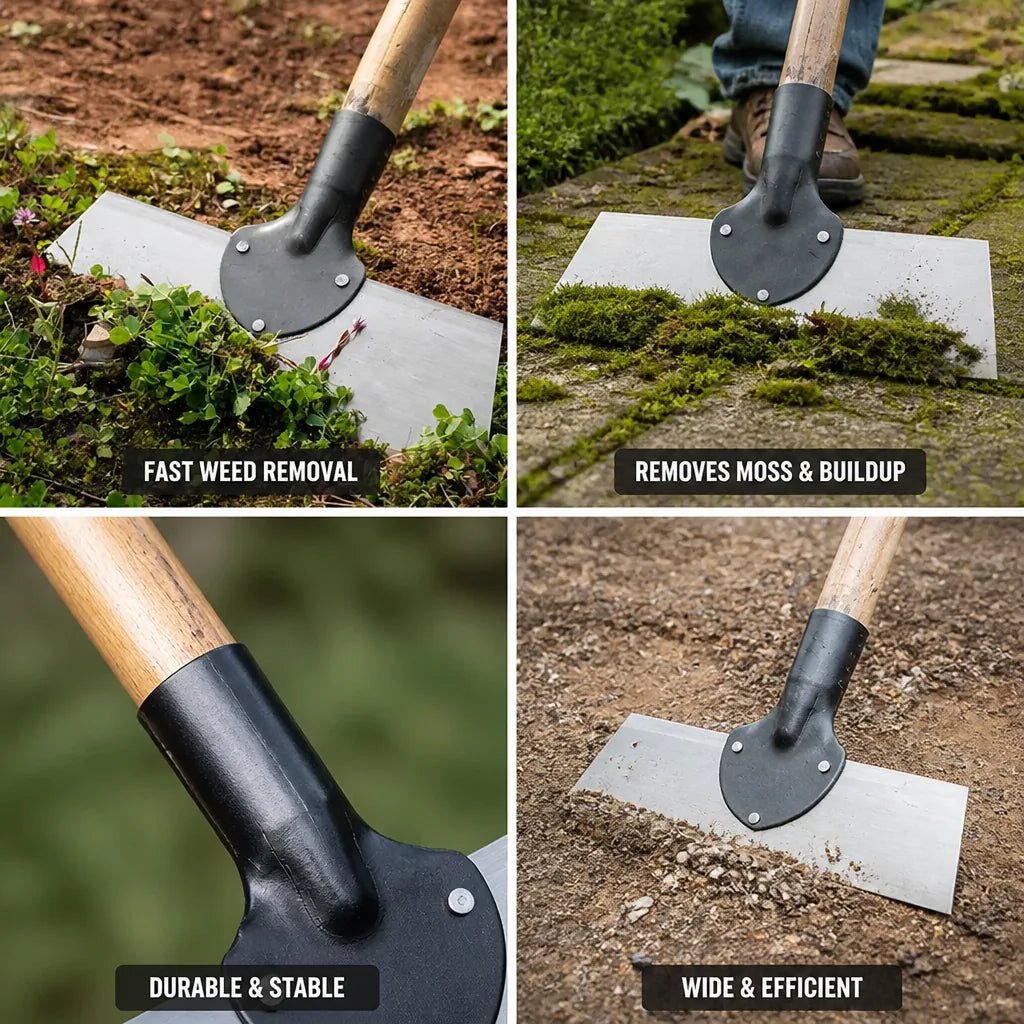 Garden Hoe Wide Steel Blade & Wood Handle
