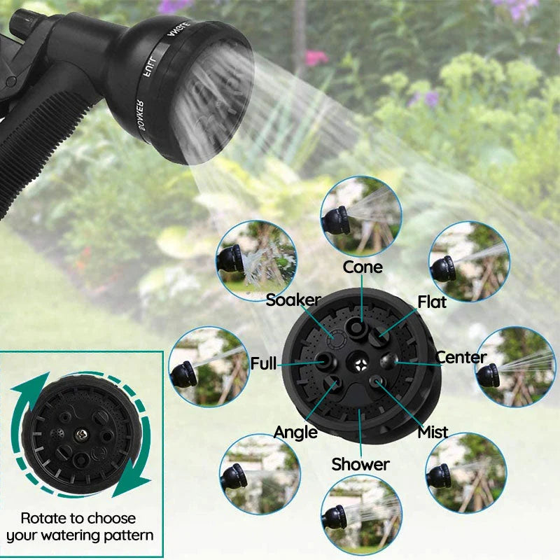 Garden Hose Expandable Kink-Resistant 8-Spray Nozzle