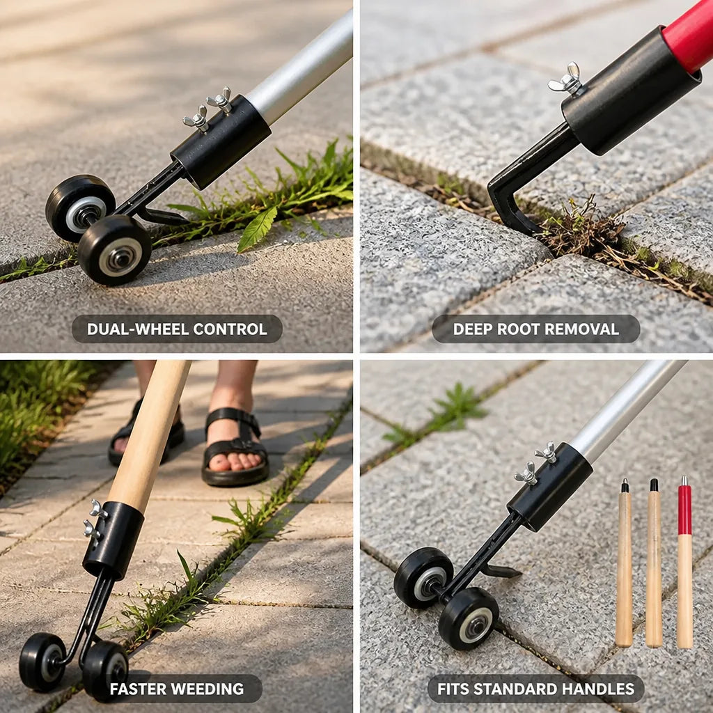 Garden Joint Weeder Dual-Wheel Guide Slim Iron Blade