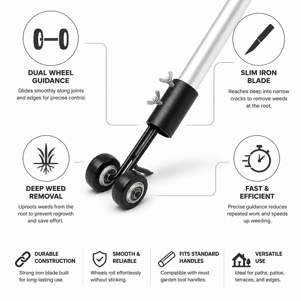 Garden Joint Weeder Dual-Wheel Guide Slim Iron Blade