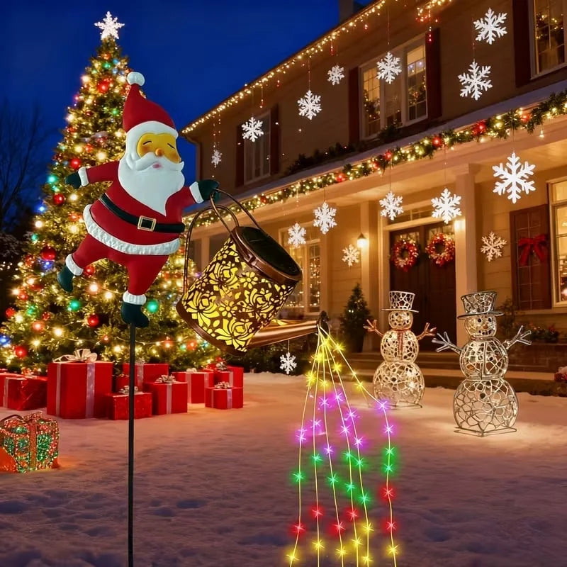 Garden Lantern Solar-Powered Santa Watering Can Design