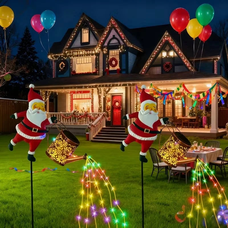 Garden Lantern Solar-Powered Santa Watering Can Design