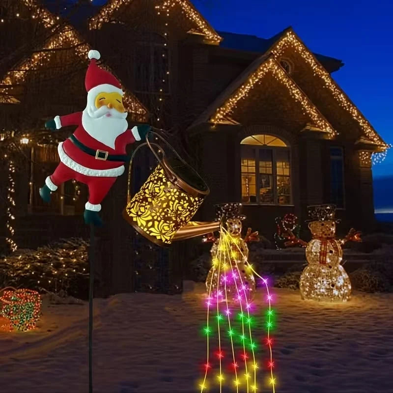 Garden Lantern Solar-Powered Santa Watering Can Design
