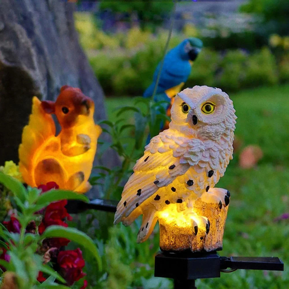 Garden Owl Light Solar Powered Warm White LED IP65 Waterproof