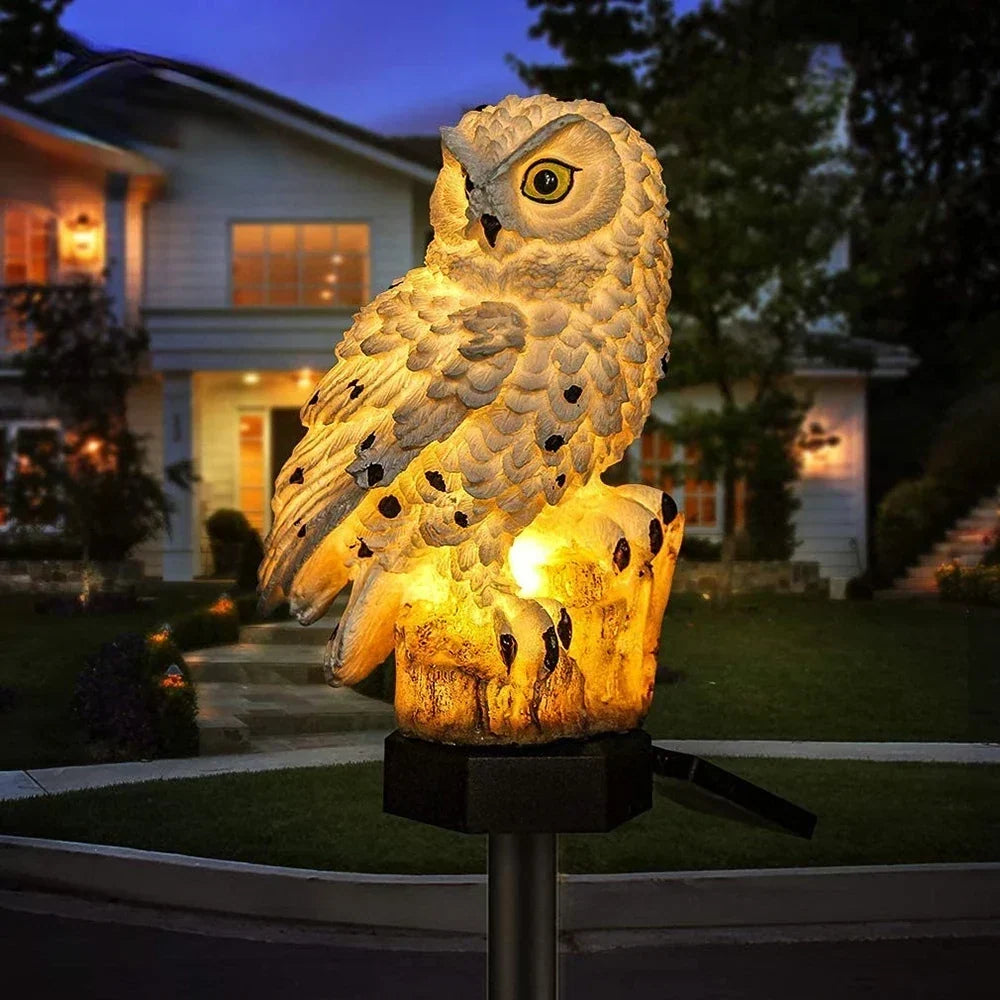 Garden Owl Light Solar Powered Warm White LED IP65 Waterproof
