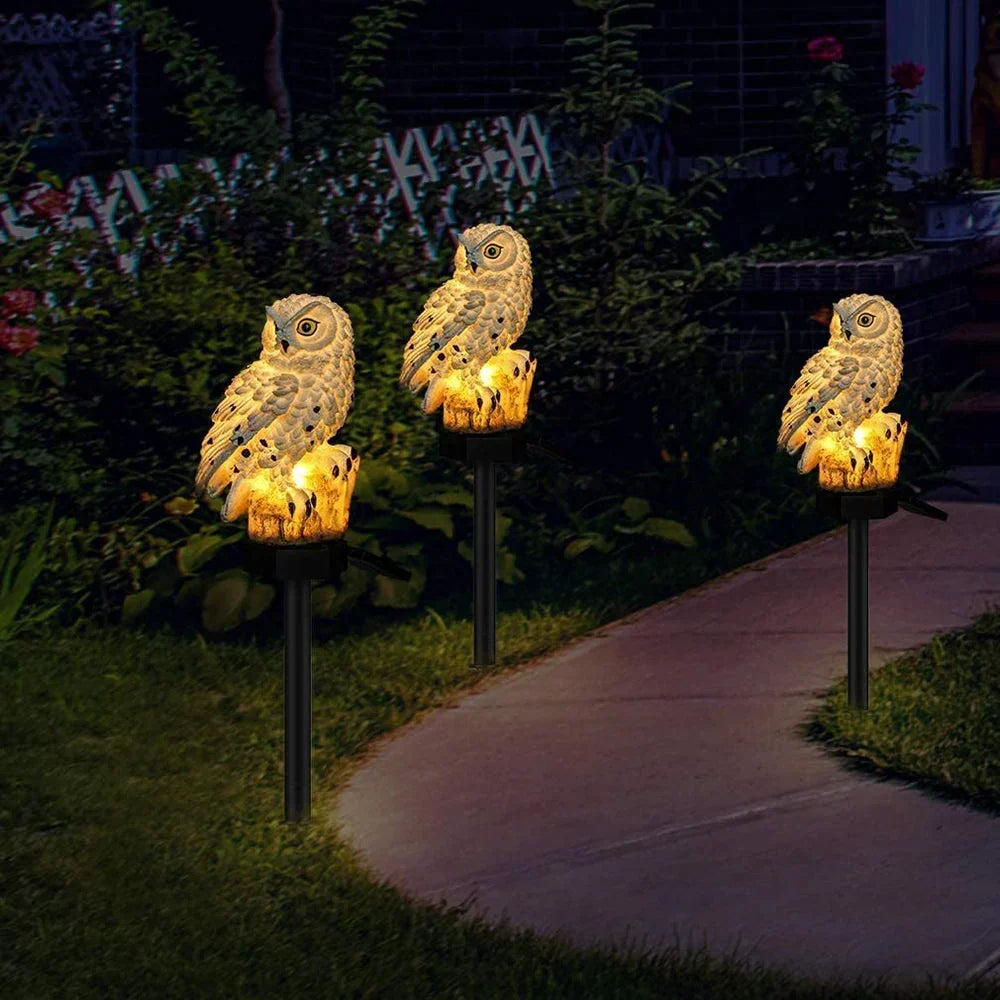 Garden Owl Light Solar Powered Warm White LED IP65 Waterproof