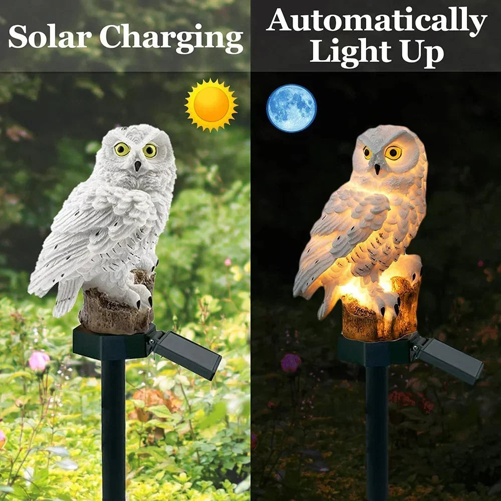 Garden Owl Light Solar Powered Warm White LED IP65 Waterproof