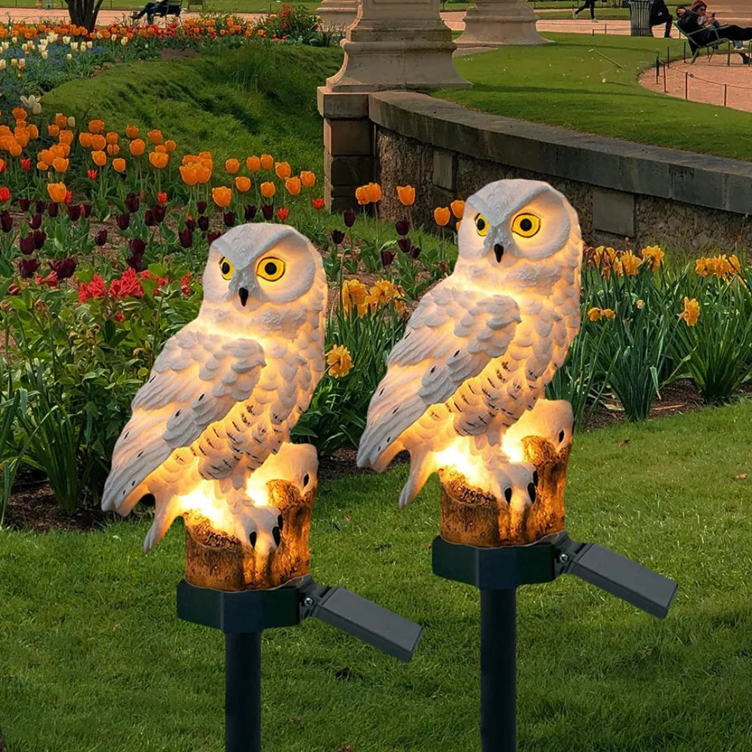 Garden Path Light Sculptural Owl Solar-Powered & Weather-Resistant