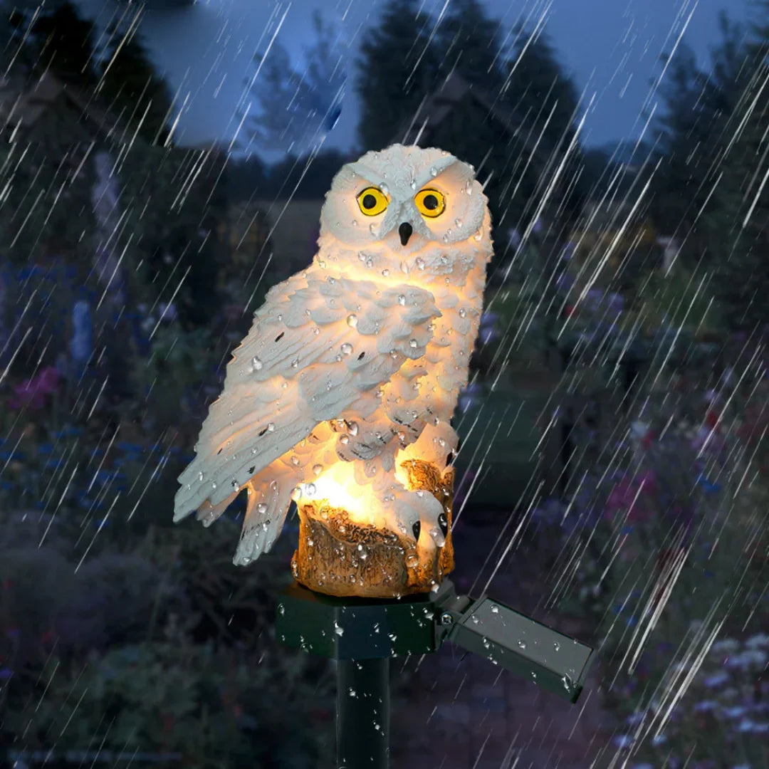 Garden Path Light Sculptural Owl Solar-Powered & Weather-Resistant