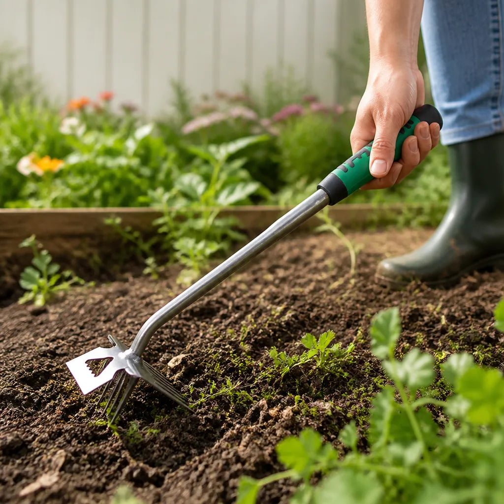 Garden Rake Steel Tines Ergonomic Non-Slip Handle Multiple Sizes