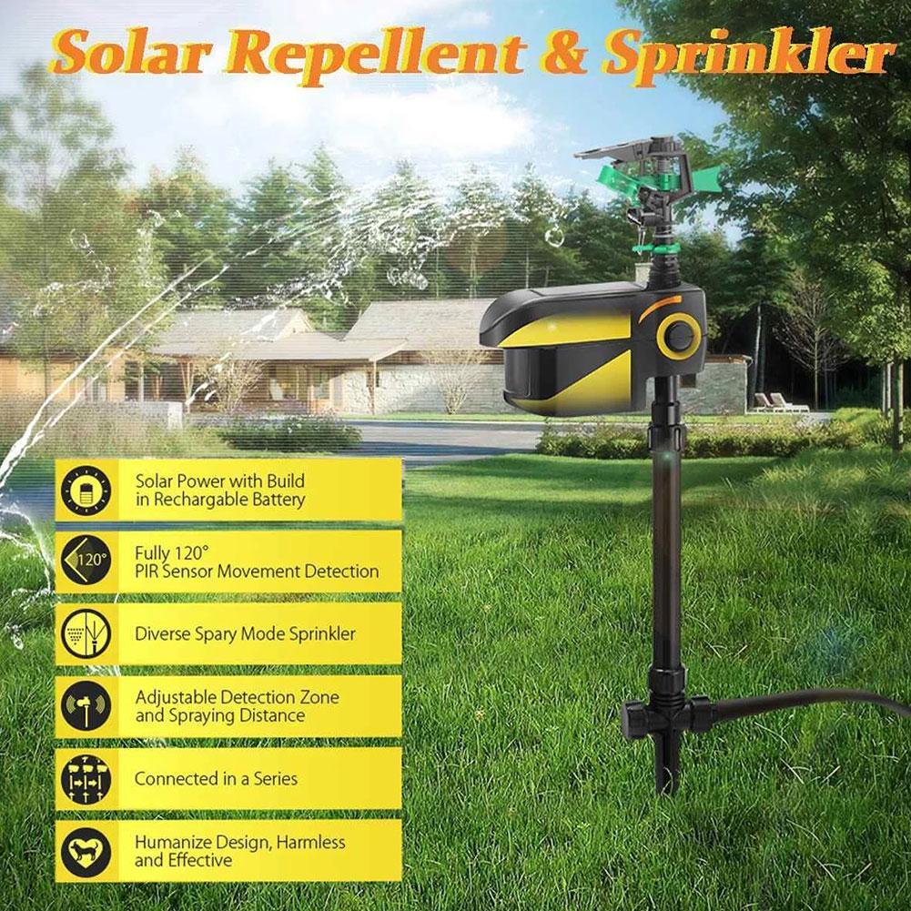 Garden Sprinkler Motion-Activated Solar-Powered 300° Rotation