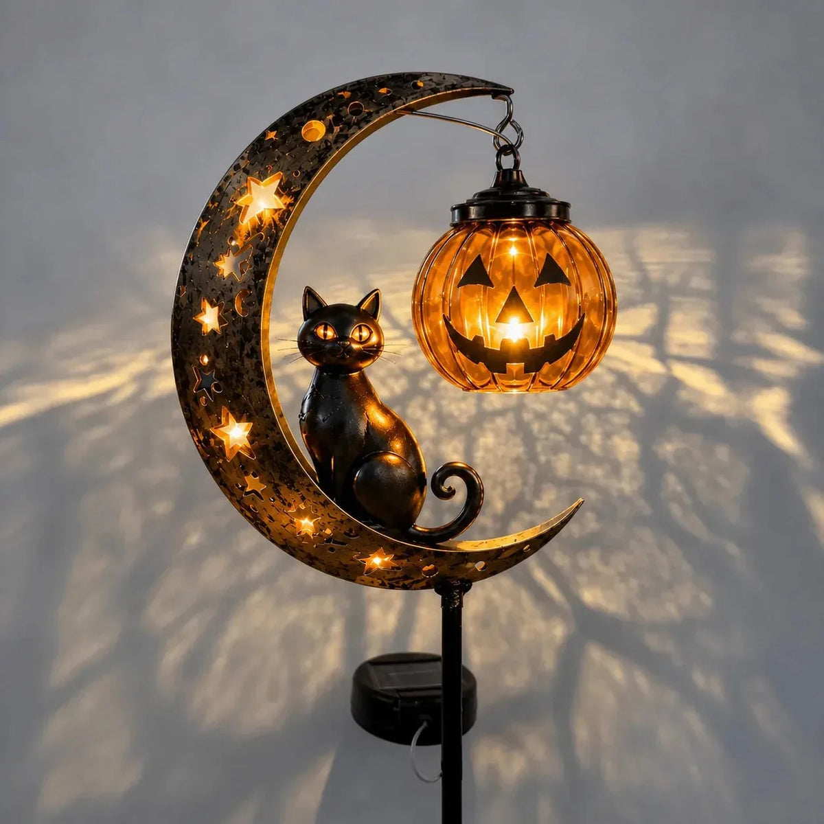 Garden Stake Light Solar-Powered Cat & Pumpkin Design