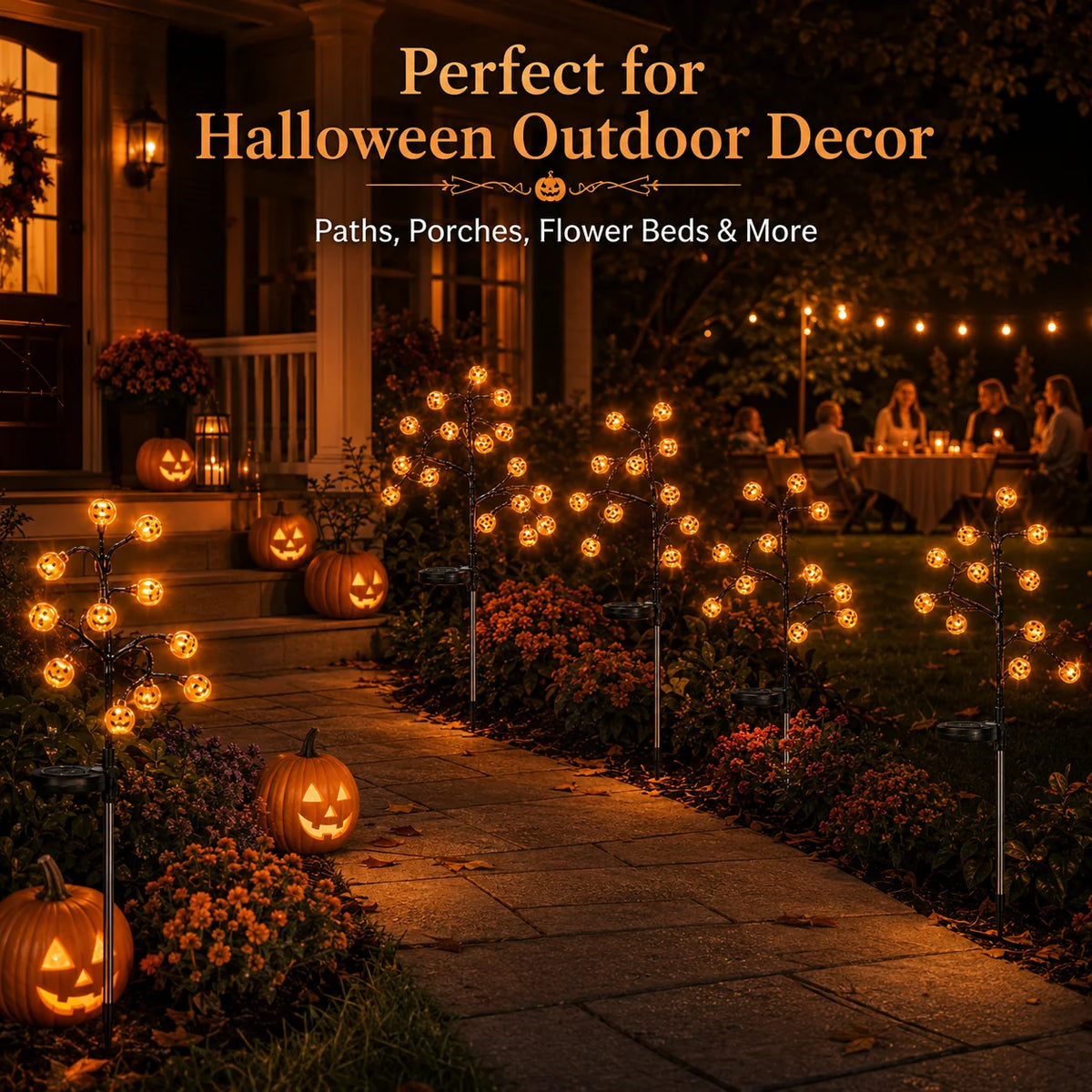 Garden Stake Light Solar-Powered Pumpkin 20 LED 8 Modes
