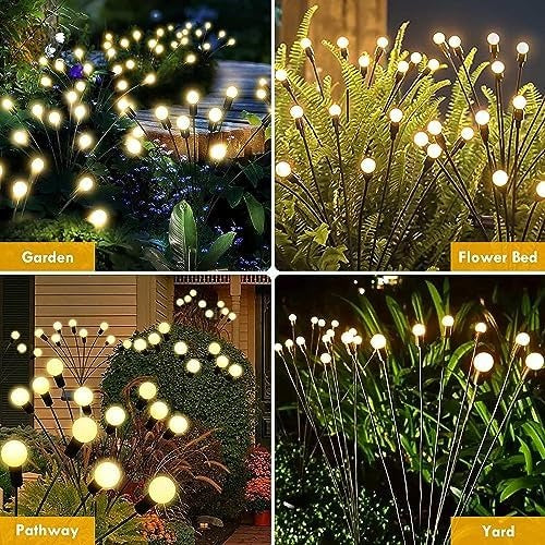 Garden Stake Lights Solar Firefly Effect 6-LED Stainless Steel