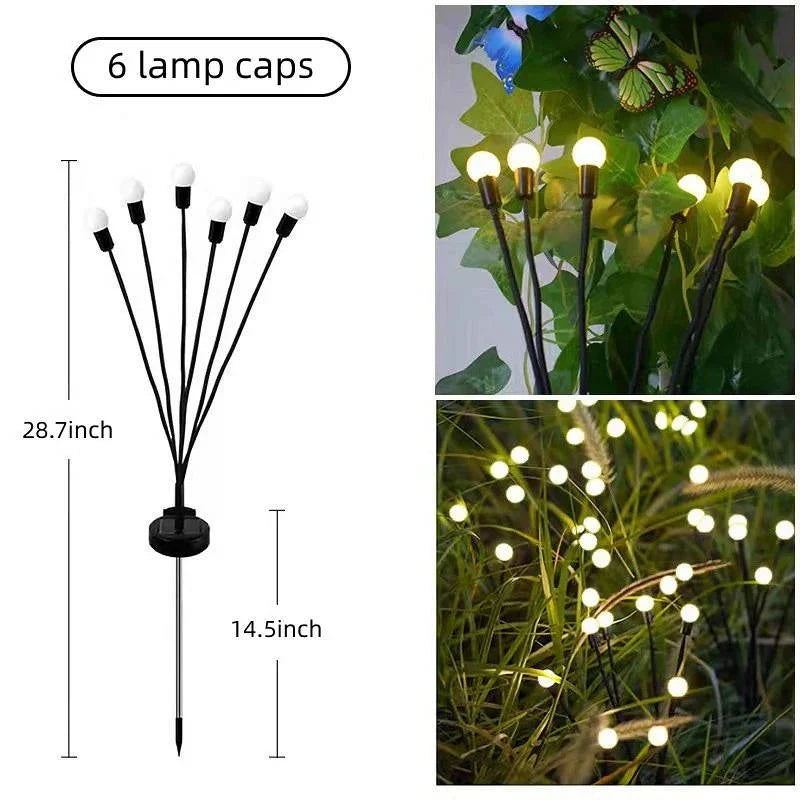 Garden Stake Lights Solar Firefly Effect 6-LED Stainless Steel