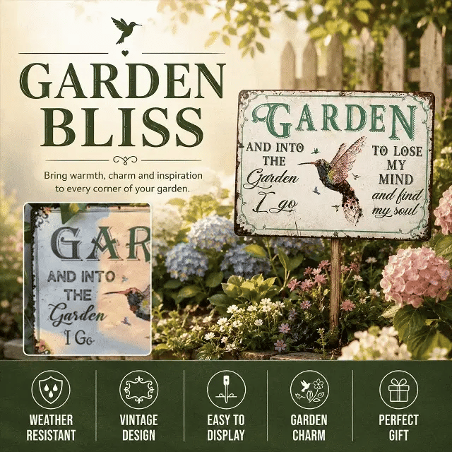 Garden Wall Sign Tin Weather-Resistant Pre-Drilled Holes