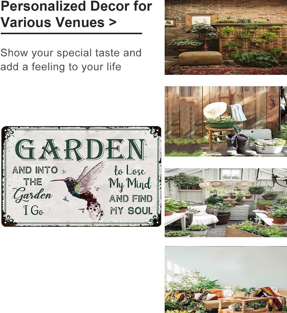 Garden Wall Sign Tin Weather-Resistant Pre-Drilled Holes