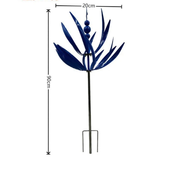 Garden Wind Spinner Metal Lotus Design 35.4 Inch