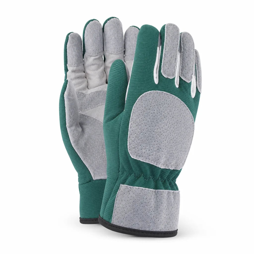 Gardening Gloves Cowhide Leather Palm Reinforced Thumb & Cuff
