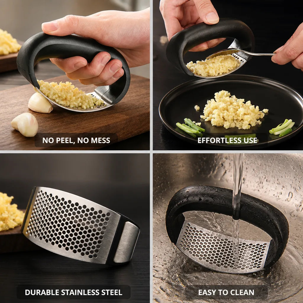 Garlic Press Rocking Motion Stainless Steel & Comfort Grip