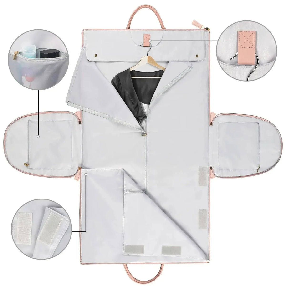 Garment Bag Foldable Overhead Bin Compatible Multiple Compartments