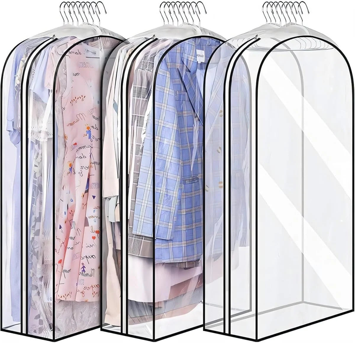 Garment Covers Clear Front Gusseted Full-Length Side Zipper