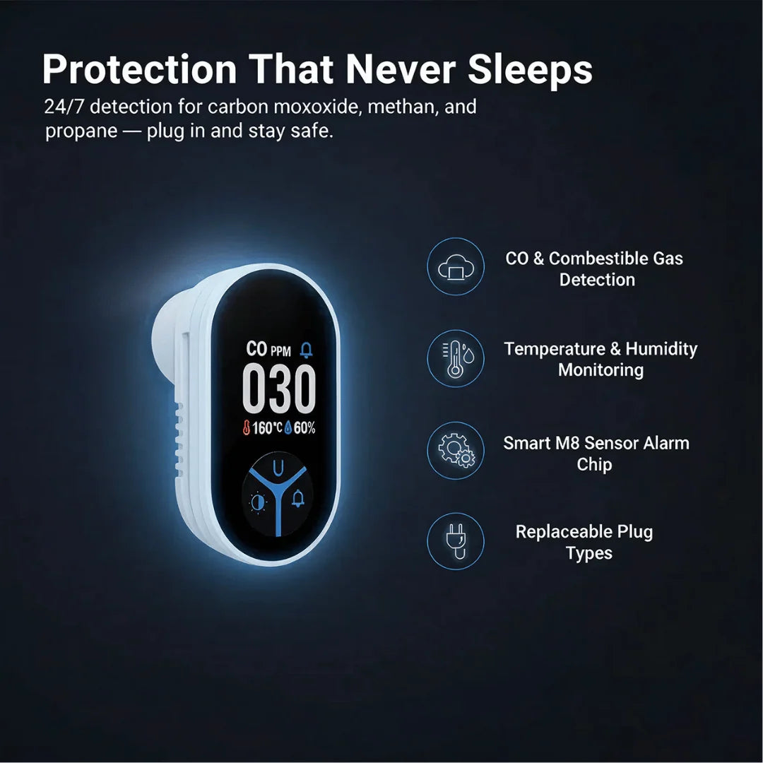 Gas Detector Dual Gas Digital Display Audible Alarm