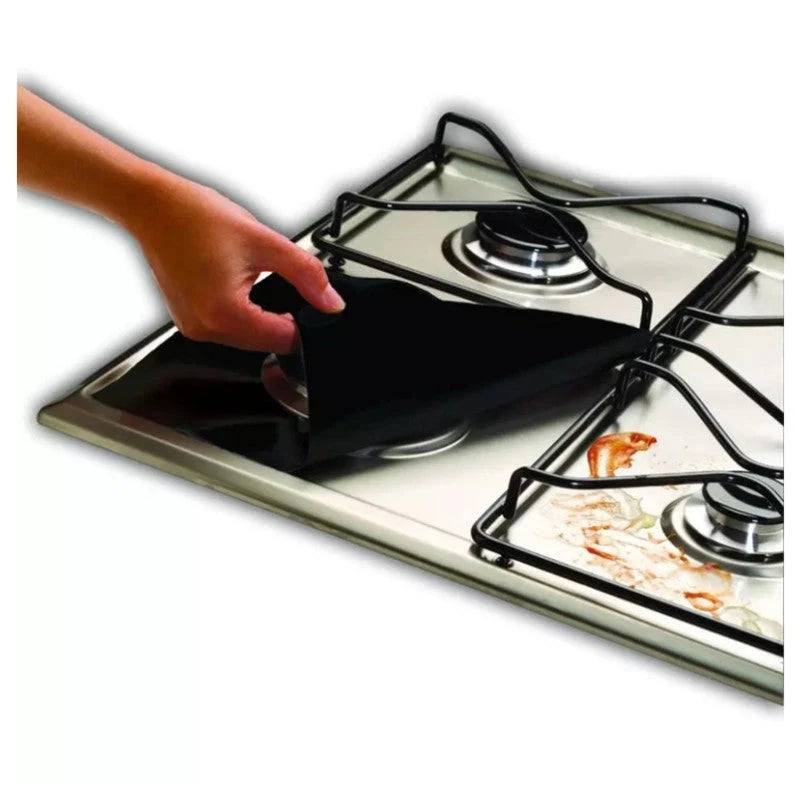Gas Stove Burner Covers Trim-to-Fit Heat-Resistant Set of 4