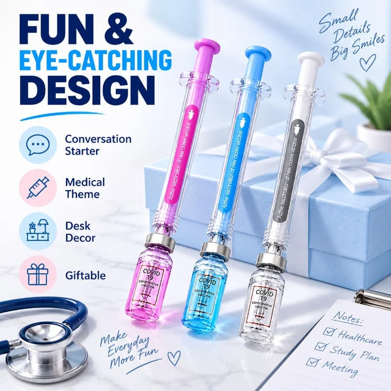 Gel Pens Syringe-Inspired Fine Tip Set of 3