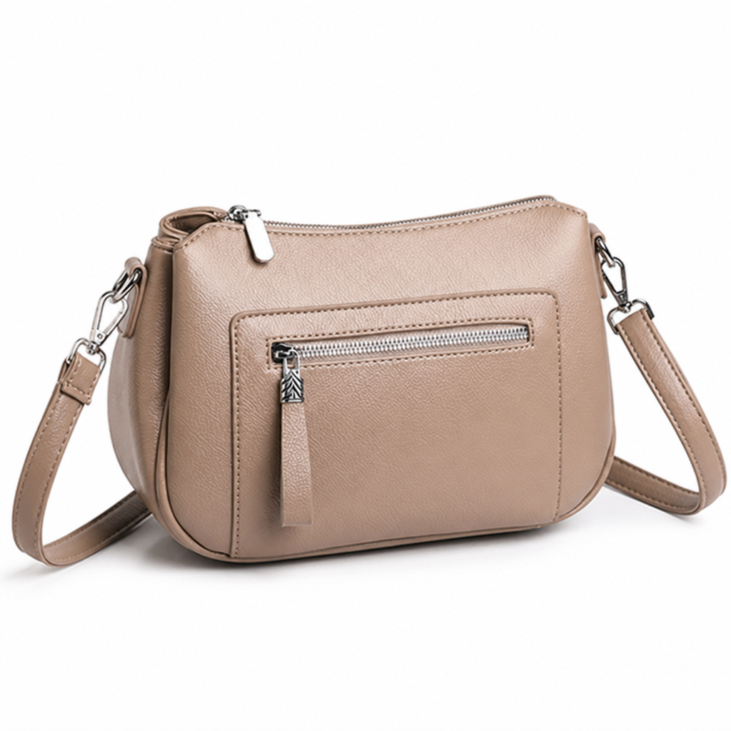 Genuine Leather Exterior Zip Crossbody Bag