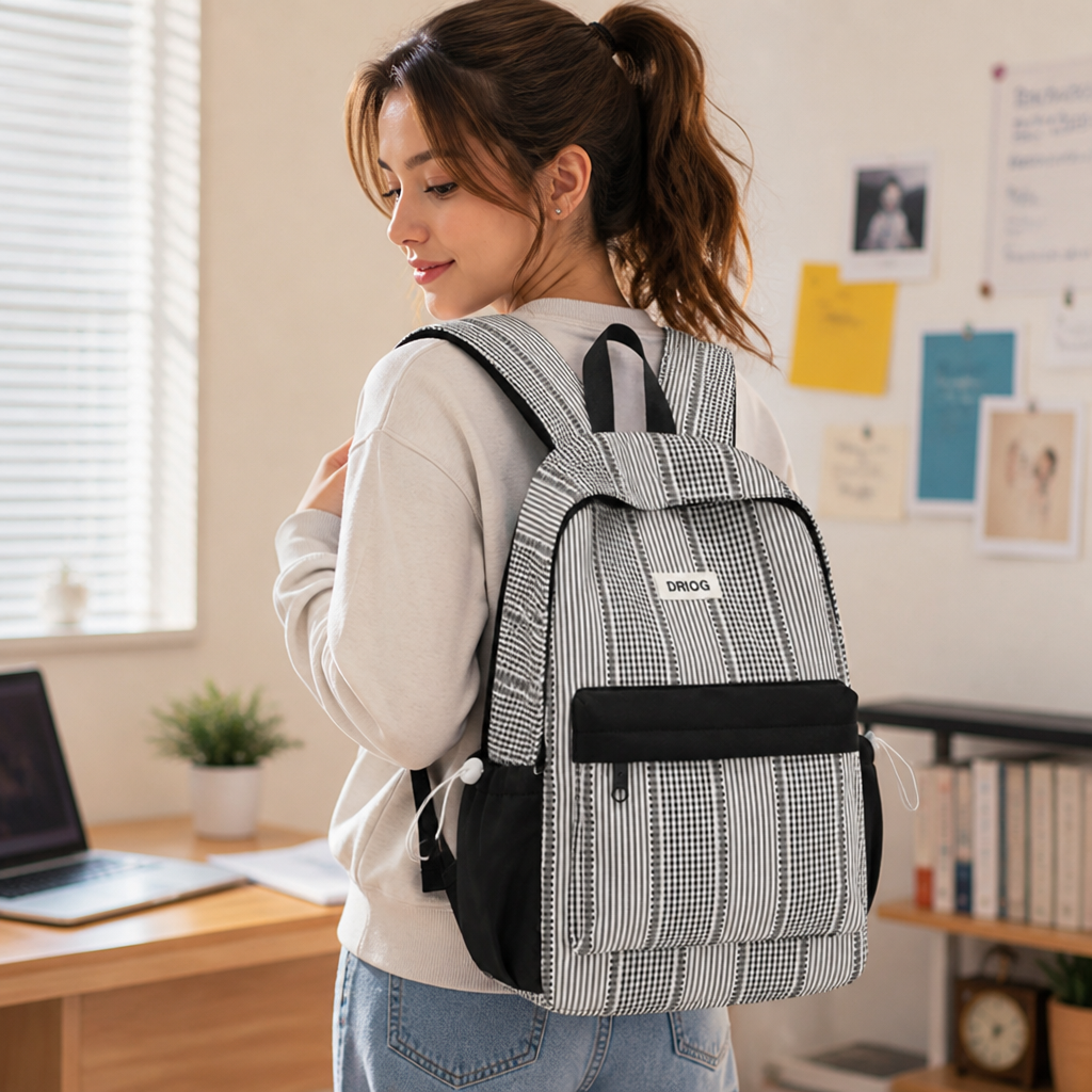 Geometric Print Padded Straps & Multiple Pockets School Backpack