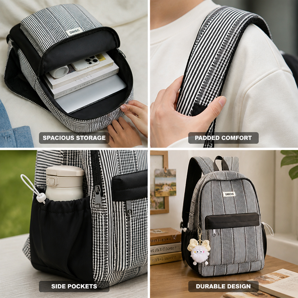 Geometric Print Padded Straps & Multiple Pockets School Backpack