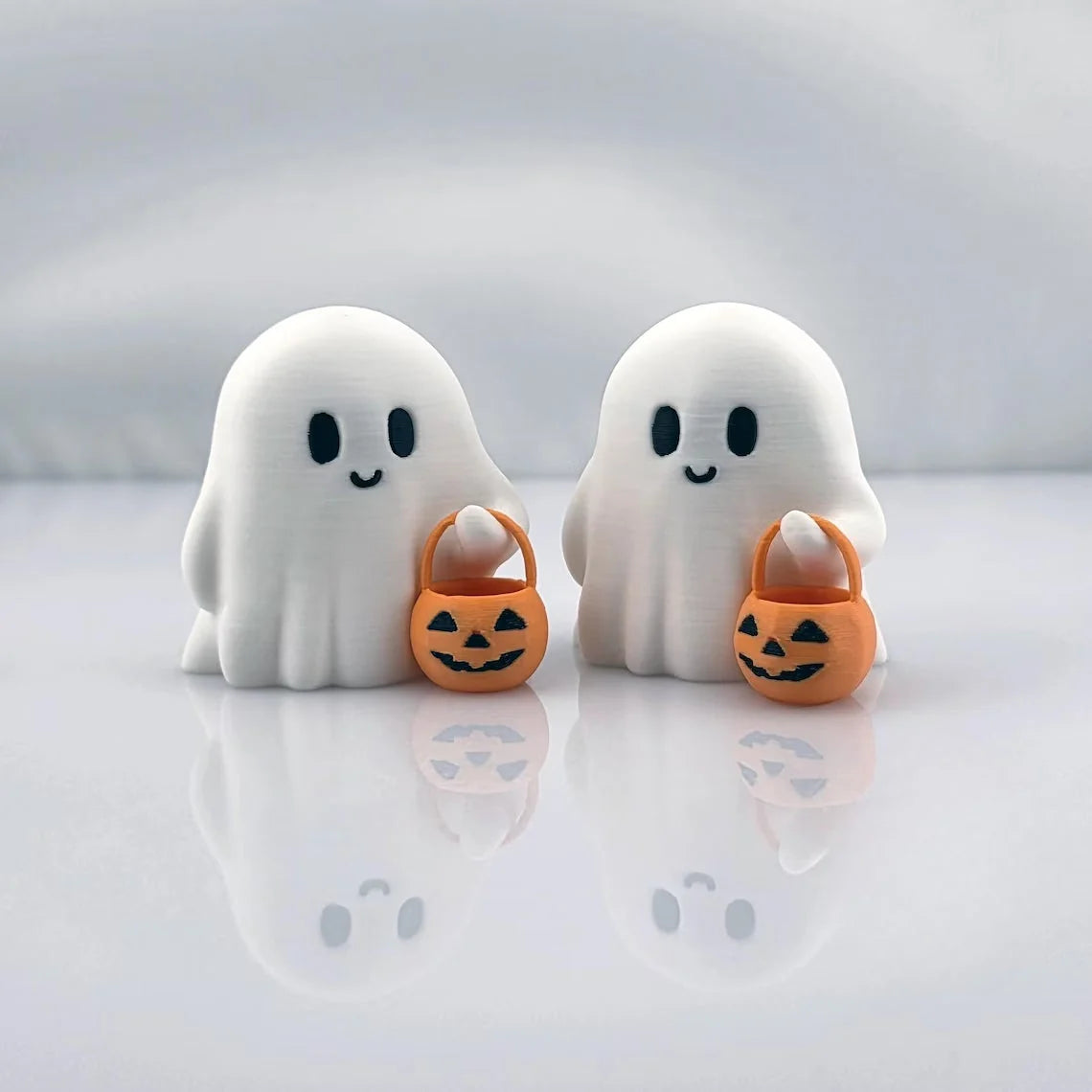 Ghost Figurines Resin Pumpkin Details Set of 3