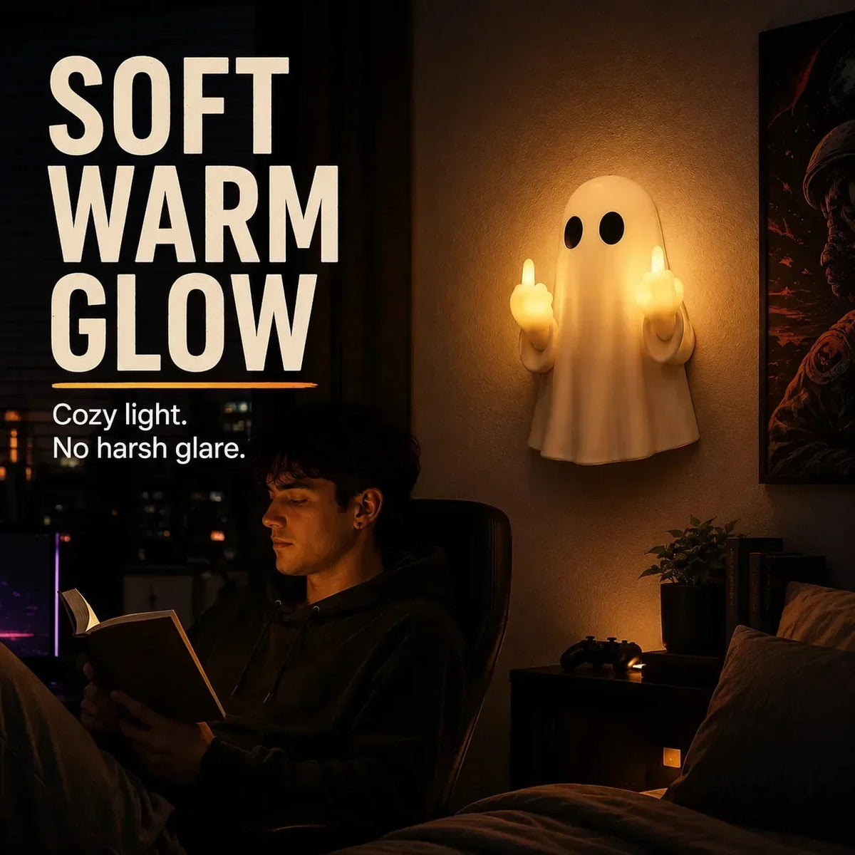 Ghost Light Middle-Finger Design LED Ambient Glow