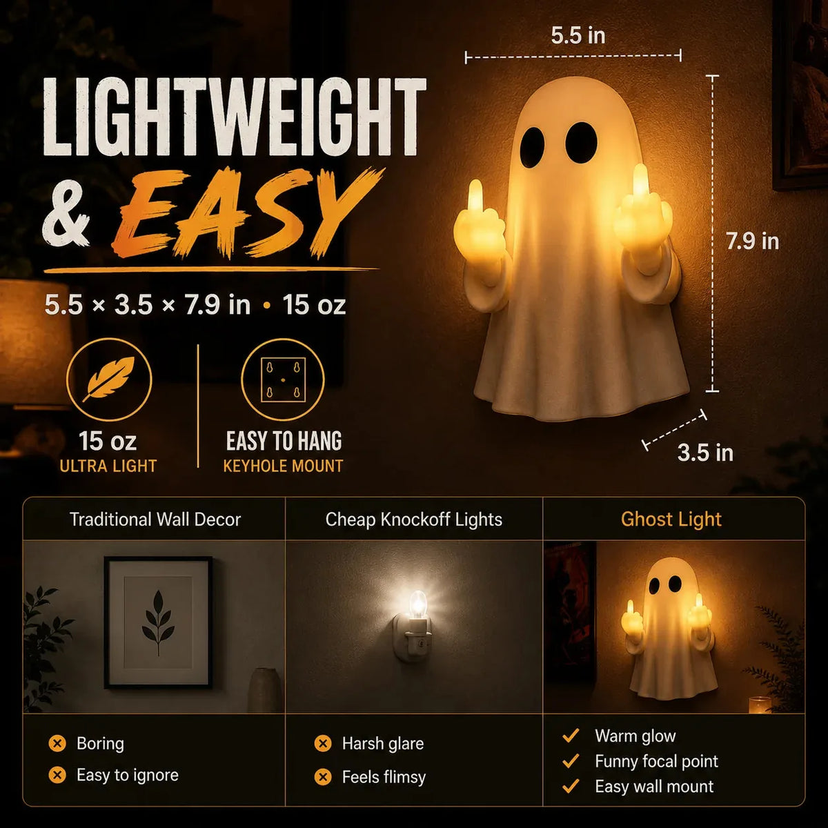 Ghost Light Middle-Finger Design LED Ambient Glow